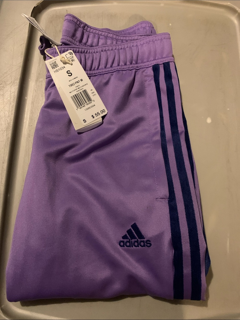 adidas Kids Lavender Joggers with Navy Three Stripes